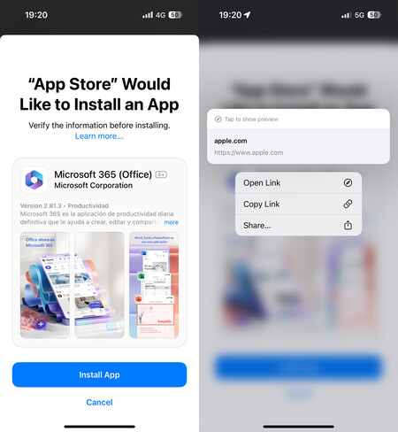 Aviso de instalación y origen de la app en iOS 17.4