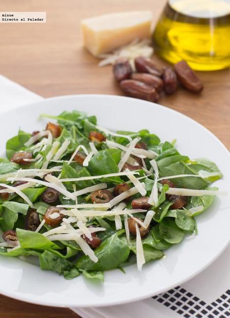 Ensalada de espinacas con dátiles. Receta