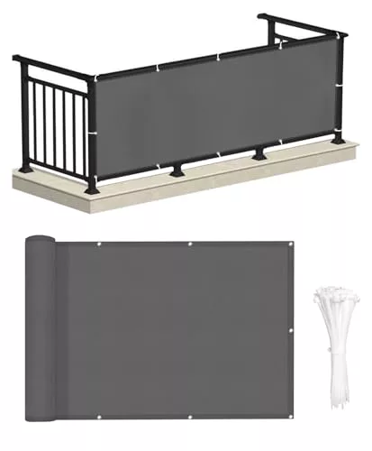 LOVE STORY Privacidad de Balcón y Pantallas 90x500cm Opaque Polyster(PES),Protección UV,Impermeable,Malla de Ocultación para Jardín Exterior,Resistente al Viento,con Ataduras de Cables,Antracita