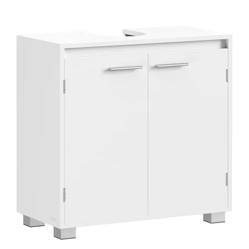 VASAGLE Armario Bajo Lavabo, Mueble de Baño, 2 Compartimentos Detrás de Las Puertas