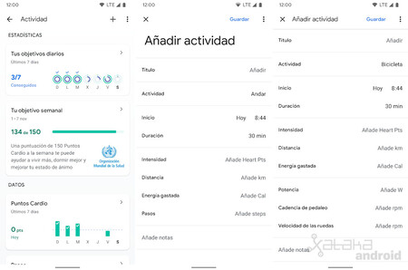 Google Fit physical activity