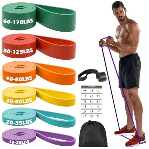 Zacro 6pcs Banda de Resistencia - Bandas Elasticas de Fitness Premium al Látex Natural para Entrenamiento de Fuerza, Estiramiento, Pilates, Yoga, Levantamiento de Pesas, Entrenamiento de Resistencia