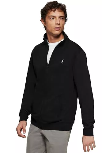 Polo Club Sudadera con Cremallera sin Capucha Negro para Hombre