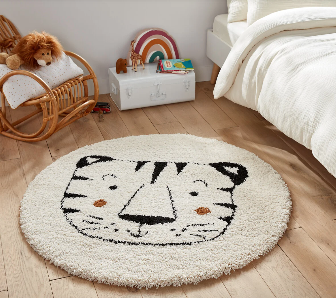 Alfombra infantil redonda con motivo de tigre