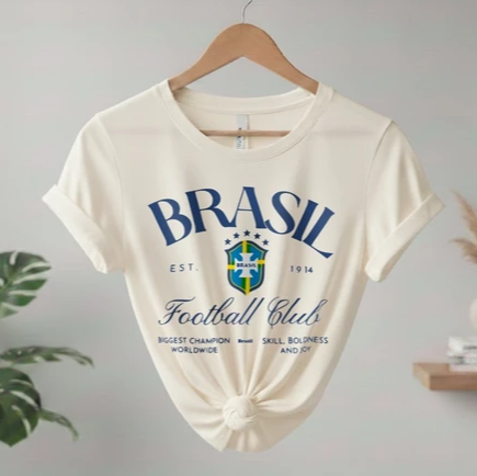 Camiseta Feminina Brasil Copa Camisa 100% Algodão