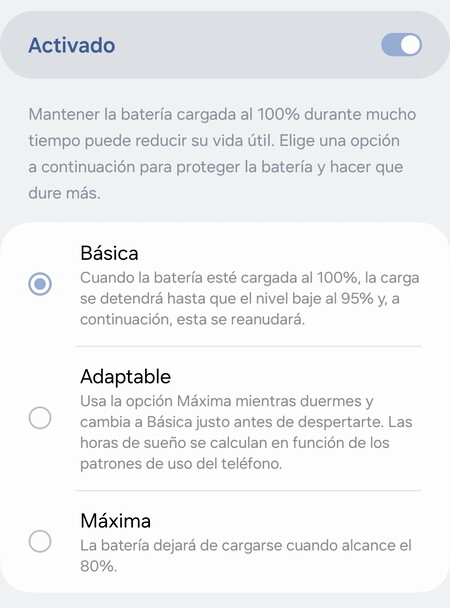 Proteccion Bateria Samsung Modos
