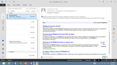 Primeras capturas de pantalla de Outlook 2013 en Windows RT