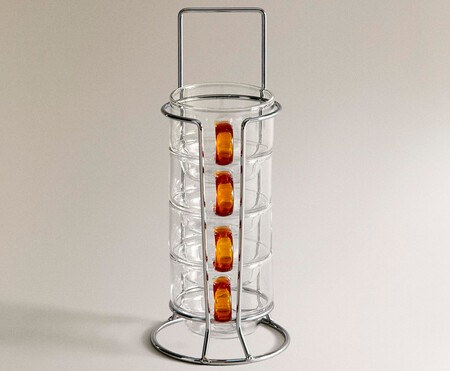 Torre Tazas Borosilicato Asa Color Set De 4