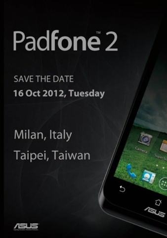 Asus Padfone 2 será presentado el próximo 16 de octubre