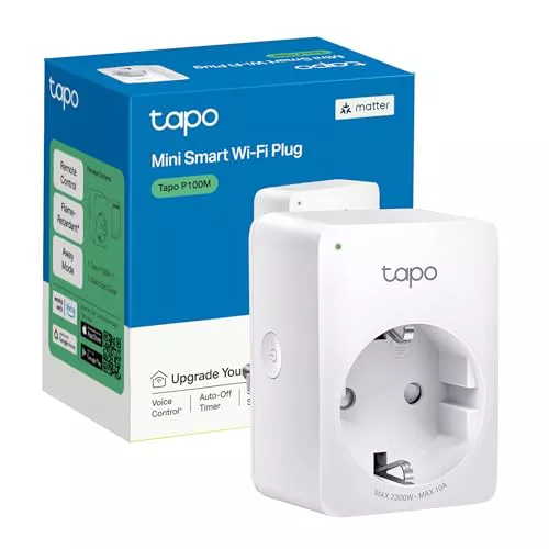 Tapo P100M – Mini enchufe inteligente Wi-Fi Matter, adecuado para programar, enlazar/desenlazar y ahorrar energía, requiere concentrador si es necesario, compatible con Alexa y Google Home