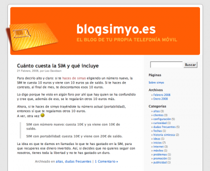 Simyo lanza su blog oficial