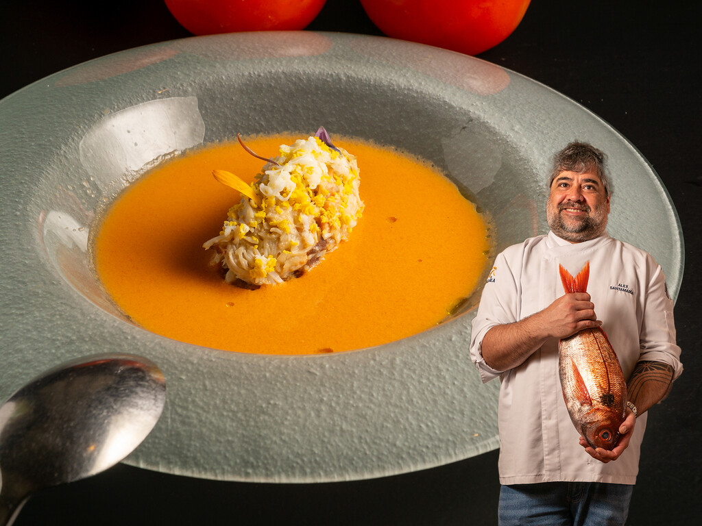 Vale para un gazpacho y para una crema de tomate: la receta con txangurro del chef vasco Alex Santamaría para convertirlo en plato festivo