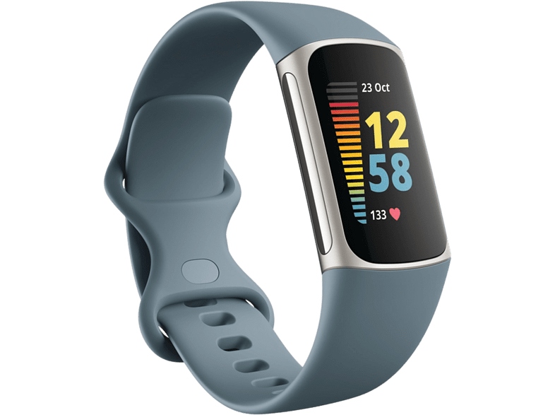 Pulsera de actividad - Fitbit Charge 5, Azul Acero, 13 - 21 cm, 1.04", GPS, BT LE, ECG, NFC, SpO2