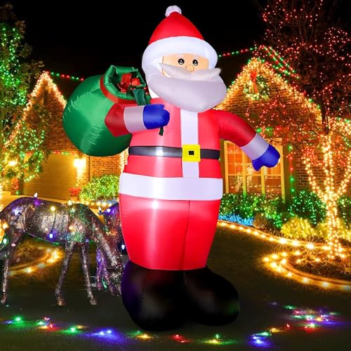 Omdekor 8FT Inflable Santa Claus Papá Noel de 245 cm con luz LED