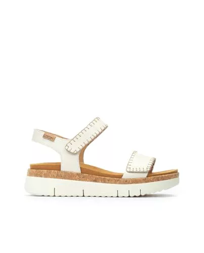 Pikolinos Sandalias cuña en Cuero Palma para Señora Color Nata