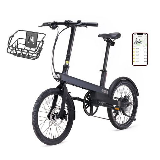 Bicicleta Eléctrica Urbana Xiaomi Qicycle C2, App, Pedaleo Asistido, Autonomía 65km, 8 Vel., Pantalla Led, Cesta Incl, Negro
