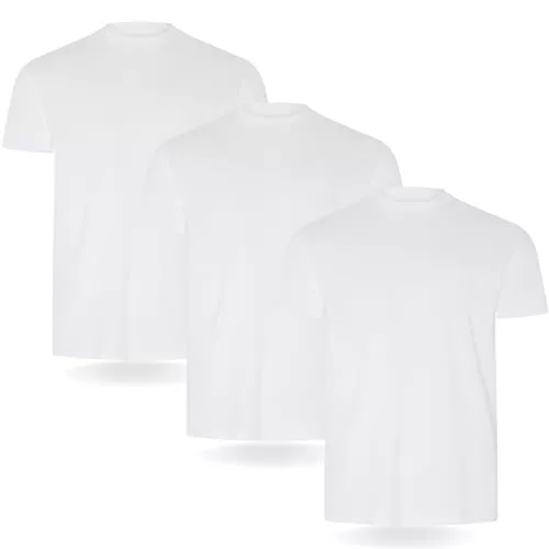 FM London Camiseta Paquete de 3/5 para Hombre - Camisetas de Peso Premium con diseño Ligeramente Ajustado, Blanco (Pack de 3), M
