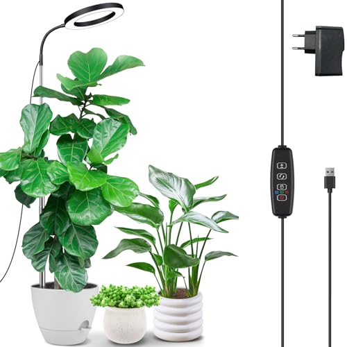 Lámpara de Planta de Espectro Completo, 160cm Grande luz para led plantas interior, 72 LEDs Luces de Crecimiento con 360° Cuello de cisne, Temporizador 3/9/12H,Altura Ajustable,10 brillos,3 modos