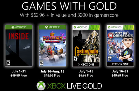 Inside y Castlevania protagonizan los juegos de Games with Gold de julio