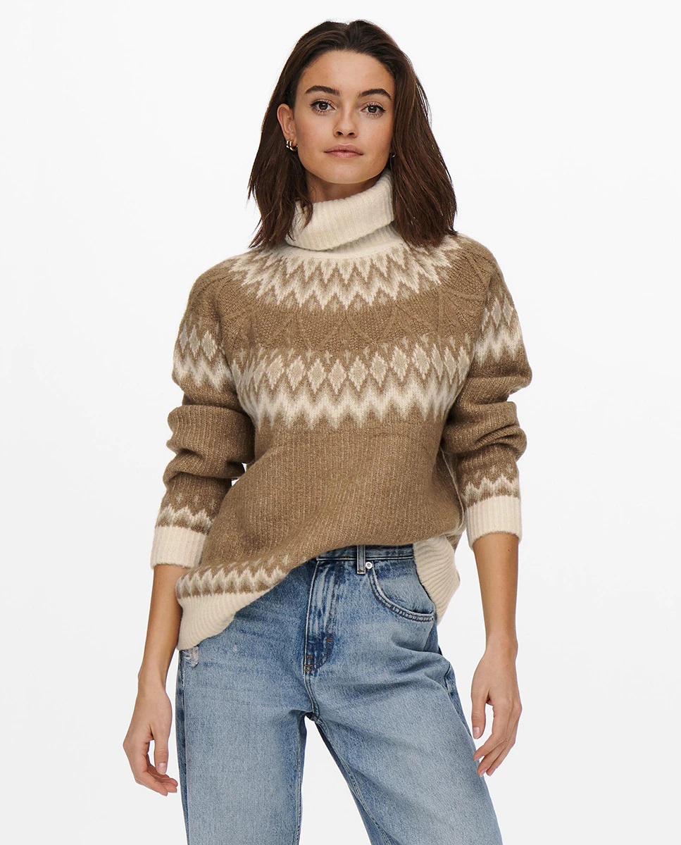 Jersey de cuello alto con diseño alpino de Only