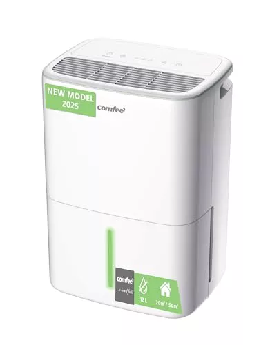 COMFEE’ Deshumidificador 12L para Humedad interior hasta 20 m2 / 50 m3 Aqua Dry - Deshumificador Silencioso compacto y de bajo consumo - Deshumificadores de humedad con Depósito Extraible Nuevo Modelo