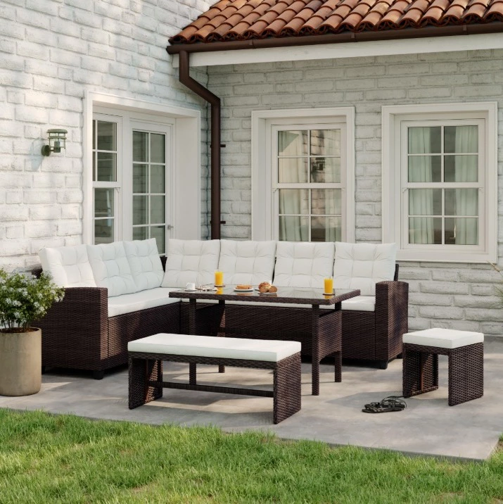 Set de porche de jardín esquinero Ontario para 9 comensales