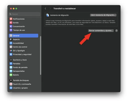 Mac Borrar Contenidos Ajustes Sonoma