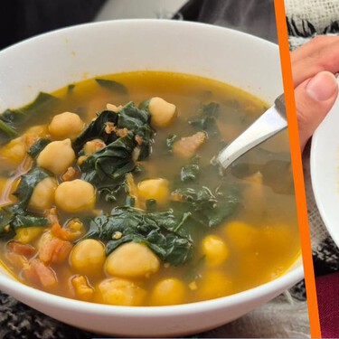 Prepara esta rica sopa de garbanzos y espinacas con solo 6 ingredientes en menos de 30 minutos