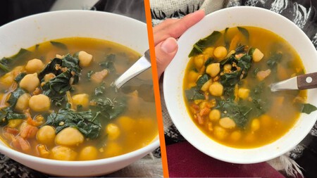 Prepara esta rica sopa de garbanzos y espinacas con solo 6 ingredientes en menos de 30 minutos