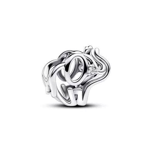 Pandora Moments Dije con diseño de elefante de plata de ley con circonitas cúbicas transparentes