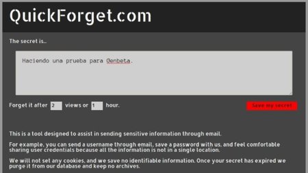 Quickforget, un servicio para crear mensajes que se autodestruyen