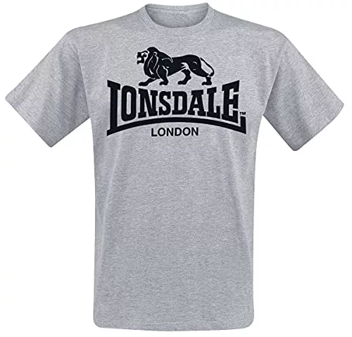 Lonsdale London Logo Hombre Camiseta Gris M 95% algodón
