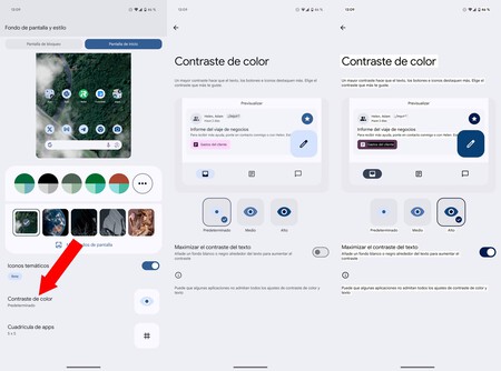 Controles Contraste Android 15