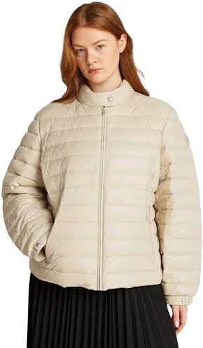 Tommy Hilfiger Cazadora acolchada Mujer con cuello vuelto, Beige (Sandalwood), 46