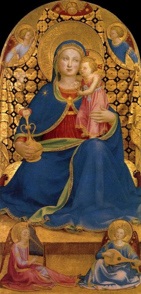 Virgen azul Jesús rosa