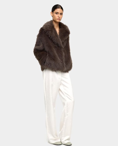 Abrigo Pelo Elegante Sintetico Parfois Barato Bonito Marron