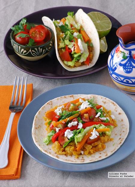 Tacos de lentejas al curry. Receta vegetariana