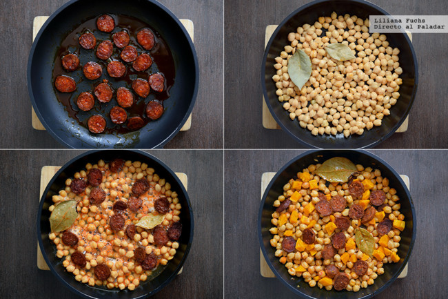 Garbanzos con Chorizo a la Sidra. Pasos