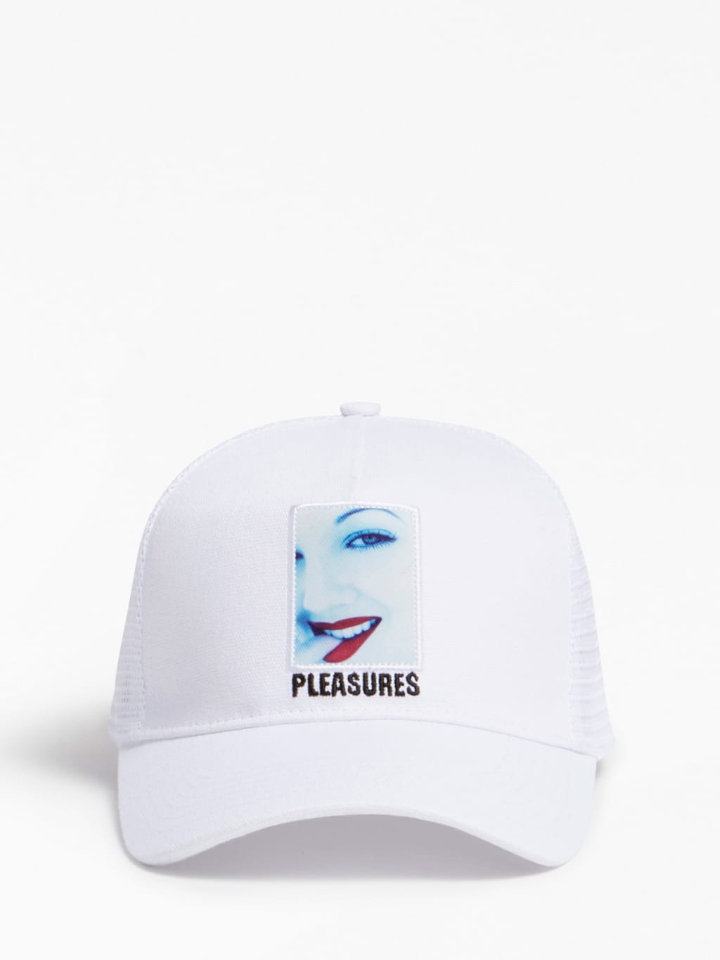 Gorra blanca con estampado y detalle bordado