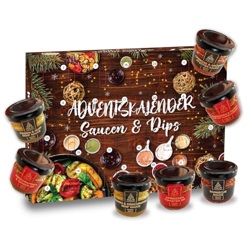 He-Ju Salsas & Dips Calendario de Adviento 2024, 24 salsas y salsas diferentes picantes a picantes en el calendario de Navidad