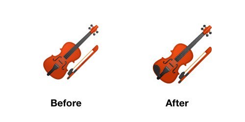 Violin Emoji Android P Before After