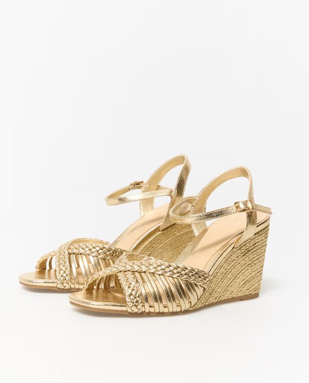 Sandalias Cunas Doradas Elegantes Vestir Bien Fiesta Verano Comodas Bonitas