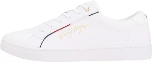 Tommy Hilfiger Mujer Sneaker Suela Cupsole Tommy Signature Zapatillas, Blanco (White), 37 EU