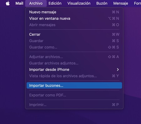 Mail apple importar buzones