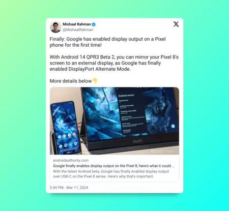 Pixel 8 USB-C ビデオ