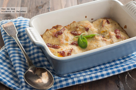 Huevos con bechamel. Receta