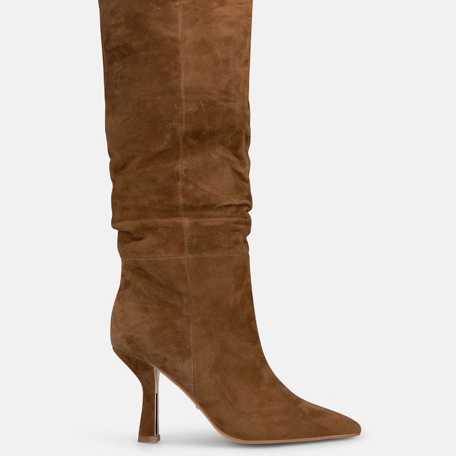 Botas básicas de mujer en ante con efecto fruncido - Alma en Pena - Camel

