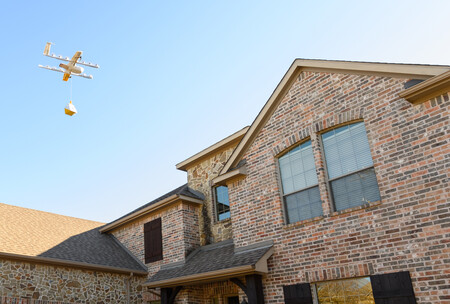 Dron de reparto de Wing en Dallas (Texas, EE.UU.)