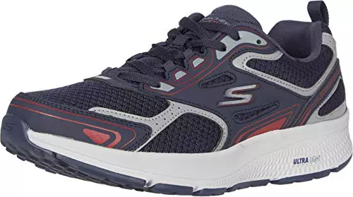 Skechers Go Run Consistent, Zapatillas de trail running Hombre, Navy Leather/Synthetic/Red Trim, 44.5 EU