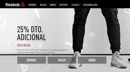 Sólo hoy hasta medianoche tenemos un 25% de descuento adicional en el outlet de Reebok